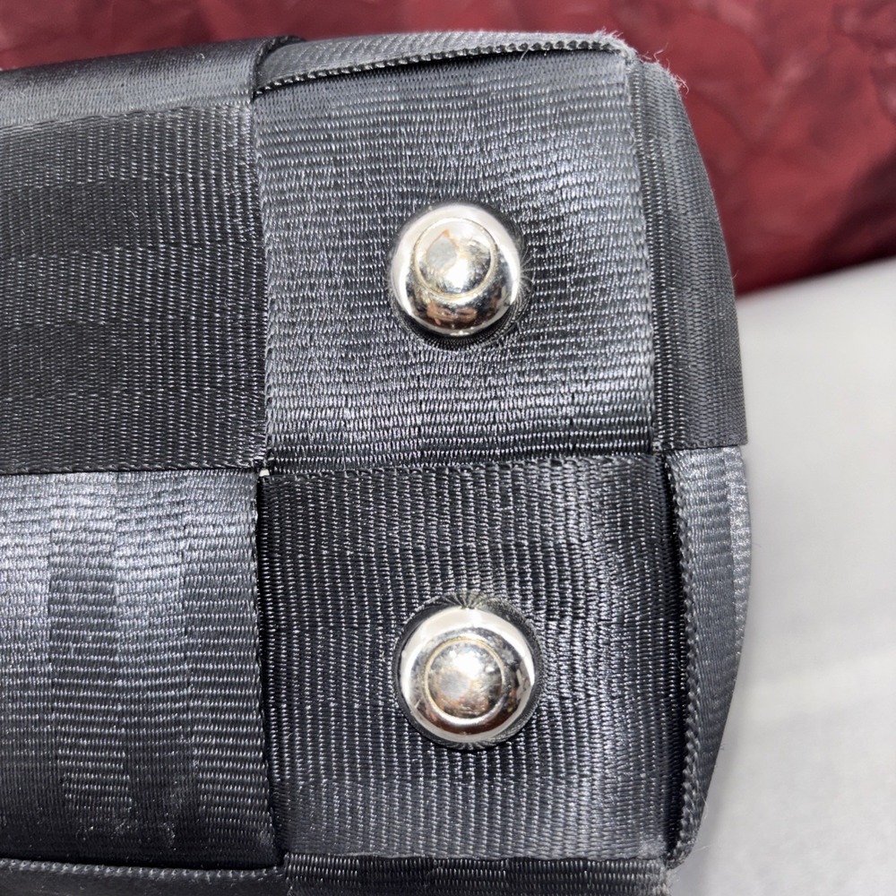 Harveys Original Seatbelt Black Shoulder Bag 4 Carriage Rings Double Belt Handle - Picture 8 of 16